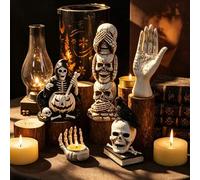 Shein 1 pieza/3 piezas Decoración de escritorio con calavera gótica, portavelas con mano de cuervo, estatua de la parca con calabaza, bandeja escalonada emb