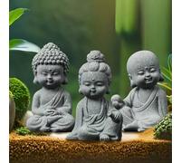 Shein 1 pieza/3 piezas Estatua de Buda Sonriente Zen de Resina, Figura de Buda Miniatura para Jardín, Decoración de Meditación Silenciosa para Bonsái, Rocal