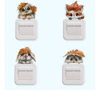 Shein 1 pieza/3 piezas Pegatinas de pared de animales otoñales lindos, búho, zorro, conejo y erizo de acuarela para interruptores de luz, decoración extraíb