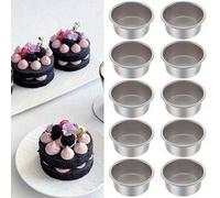 Shein 1 pieza/4 piezas/6 piezas Moldes de aluminio redondos mini de 4 pulgadas, con fondo extraíble, superficie antiarañazos y de fácil desmoldado - Ideal p