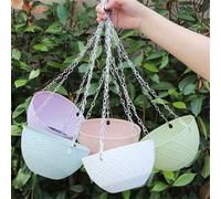 Shein 1 pieza/4 piezas Macetero colgante - Macetero de plástico autorriego de color azul/verde/rosa/morado para plantas verdes de interior y exterior