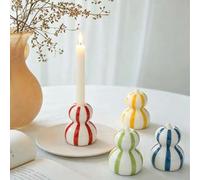 Shein 1 pieza/4 piezas Portavelas de cerámica con forma de calabaza a rayas, pequeño portavelas decorativo de escritorio, adecuado para decoración del hogar