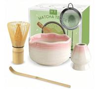 Shein 1 pieza/5 piezas Juego de té matcha esmaltado al horno japonés con cuenco de matcha, batidor de matcha, taza de matcha, agitador, cuchara de té, cuenc