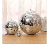 Shein 1 pieza - 6/7,82 pulgadas Bola de espejo de discoteca de decoración navideña de Halloween, multicolor y divertida, bola colgante de plata adecuada par