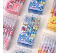 Shein 1 pieza/6pcs/12pcs Juego de Bolígrafos de Gel Neutros, Temática de Personajes de Dibujos Animados Stitch y Oso Fresa, Tinta de Secado Rápido, Bolígraf