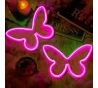 Shein 1 Pieza 8.89x6.06 Pulgadas (aprox. 22.6x15.4cm) Neón Con Forma De Mariposa Luminoso A Pilas Con Usb, Rosa, Decoración De Pared Led Para El Dormitorio,