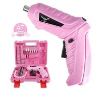 Shein 1 pieza/8 piezas/47 piezas Mini atornillador eléctrico plegable recargable por USB multifunción en color rosa, taladro inalámbrico sin cable con luz L