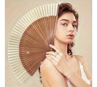 Shein 1 pieza Abanico plegable de bambú vintage, abanico de mano portátil para verano, perfecto para el Día de la Madre, graduación, regalo de cumpleaños y