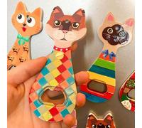 Shein 1 Pieza Abrebotellas Personalizable De Doble Uso Con Arte En Relieve En Lámina De Oro Con Cabeza De Perro O Gato Lindo Y Magnético Para Refrigerador,