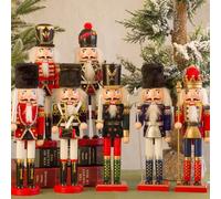 Shein 1 pieza, Adorno de Cascanueces Navideño de 30cm, Decoración Navideña, Soldado de Madera para Exhibición de Escritorio, Decoración de Soldado Cascanuec