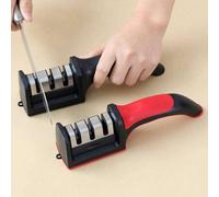 Shein 1 pieza Afilador de cuchillos manual multiusos de 3 etapas, herramienta de afilado rápido con base antideslizante, accesorio de cocina para cuchillos