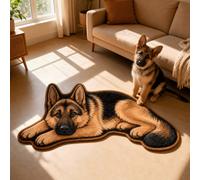 Shein 1 pieza Alfombra con diseño de cachorro de pastor alemán, alfombra de sala de estar, alfombra de área, alfombra de área de sala de estar, alfombra red