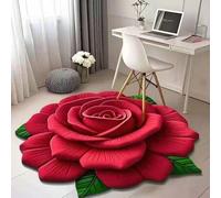 Shein 1 pieza Alfombra de área 3D con flores antideslizante, almohadilla para sofá, alfombra para dormitorio/sala de estar, alfombra de lado de la cama, alf
