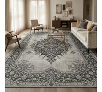 Shein 1 pieza Alfombra de área bohemia de lujo y elegante con diseño geométrico floral y rayado, rectangular de estilo europeo y americano, de felpa suave l