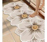 Shein 1 pieza Alfombra de área floral beige, esterilla de diatomita, alfombra de baño, alfombra, felpudo, alfombra pequeña, alfombra, esterilla, decoración