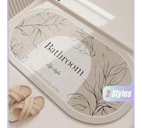 Shein 1 pieza Alfombra de baño antideslizante con gráfico de hoja y eslogan para decoración del hogar y el baño, alfombra de piso, tapete de puerta, accesor