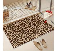 Shein 1 pieza Alfombra de baño con diseño de estampado de leopardo de microfibra, alfombras de piso de baño antideslizantes y suaves, felpudo, alfombra de a