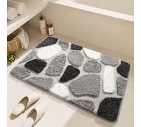 Shein 1 pieza Alfombra de baño con relieve de piedra gris, suave y cómoda, súper absorbente, lavable a máquina, adecuada para baño, ducha, aula, decoración