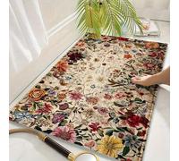 Shein 1 pieza Alfombra de baño de microfibra con diseño floral bohemio retro, alfombras de piso de baño antideslizantes y suaves, felpudo, alfombra de absor