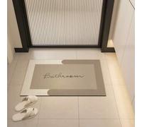 Shein 1 pieza Alfombra de baño rectangular absorbente, alfombra gris lavable, hecha de diatomita, adecuada para baño, cocina, felpudo, decoración del hogar,
