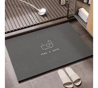 Shein 1 pieza Alfombra de baño rectangular absorbente, alfombra gris lavable, hecha de diatomita, adecuada para baño, cocina, felpudo, decoración del hogar,