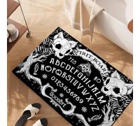 Shein 1 pieza Alfombra de diatomita antideslizante con estampado de calavera de gato, alfombra rectangular impresa en 3D para entrada, sala de estar, cocina