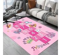 Shein 1 pieza Alfombra de poliéster lavable, antideslizante y ligera con patrón de dígitos en color rosa