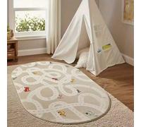 Shein 1 pieza Alfombra decorativa de ambiente soñador con elementos de sol, luna, estrellas, arcoíris, nubes y escalera, plegable, fácil de limpiar, lavable