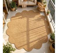 Shein 1 pieza Alfombra redonda de ratán con diseño de piña, adecuada para patio exterior, balcón, alfombra resistente a los rayos UV, decoración casual amer
