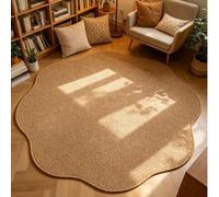 Shein 1 pieza Alfombra redonda de ratán con diseño de piña, adecuada para patio exterior, balcón, alfombra resistente a los rayos UV, decoración casual amer