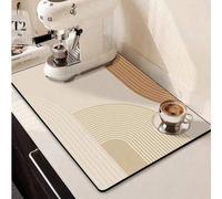 Shein 1 pieza Alfombrilla de drenaje de gel de sílice con patrón geométrico, Alfombrilla de secado de platos de cocina, Alfombrilla de barra lavable, Almoha