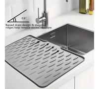 Shein 1 pieza - Alfombrilla de drenaje de silicona antideslizante grande para fregadero y encimera de cocina, 15.75x11.81 pulgadas, diseño de drenaje incorp