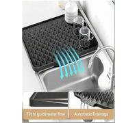 Shein 1 pieza Alfombrilla de drenaje de silicona antideslizante minimalista para cocina, con estructura de drenaje de agua integrada, resistente al calor y