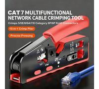 Shein 1 pieza Alicates de engaste RJ45 CAT7 CAT6 para cable de red, herramienta de engaste, pelado y corte de cable vertical, con conector RJ45 8P6P