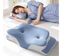 Shein 1 pieza Almohada de espuma de memoria refrescante, Almohada de cuello en forma de mariposa, Soporte científico en zonas para la columna cervical, Núcl