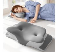 Shein 1 pieza Almohada de espuma de memoria refrescante, Almohada de cuello en forma de mariposa, Soporte científico en zonas para la columna cervical, Núcl