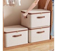Shein 1 pieza Armario de habitación de bebé con caja de almacenamiento con remaches, caja de lino con doble ventana y cremallera, caja de almacenamiento de