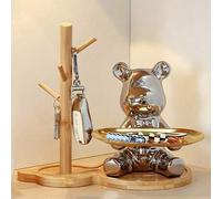 Shein 1 pieza Bandeja de almacenamiento de bambú, soporte para llaves de entrada, organizador de perfumes, cosméticos y joyas, bandeja decorativa de exhibic