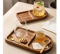 Shein 1 pieza Bandeja de aperitivos de madera de palo de rosa, se puede usar como plato de aperitivos, cuenco de aperitivos, bandeja de aperitivos multinive