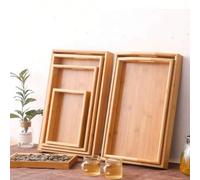 Shein 1 pieza Bandeja de bambú y madera en varios tamaños, bandeja de té rectangular para juego de té de Kung Fu de madera, bandeja para tazas, plato de pan