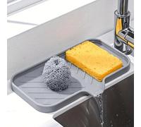 Shein 1 pieza Bandeja de jabón de silicona para fregadero con diseño de drenaje, alfombrilla antideslizante y antisalpicaduras para encimera, accesorios par
