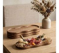 Shein 1 pieza Bandeja de madera de palo de rosa, Plato, Tabla de cortar de bambú y madera para charcutería, queso, postre, fruta, pan, aperitivos, bandeja d