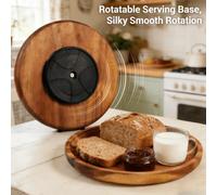 Shein 1 pieza Bandeja giratoria de madera, Bandeja de servir de madera maciza marrón, Adecuada para cocina, gabinete, escritorio, habitación, sala de estar,