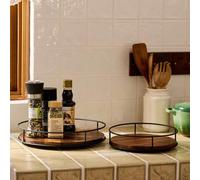 Shein 1 pieza Bandeja giratoria de madera para organización de escritorio y gabinete, Elementos esenciales de cocina Rama, uso en cocina, suministros para r