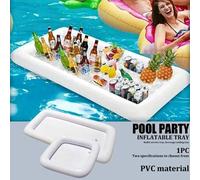 Shein 1 pieza Bandeja inflable para servir en fiestas de piscina - Portavasos de material PVC, cubo de hielo inflable, bandeja flotante enfriadora de bebida