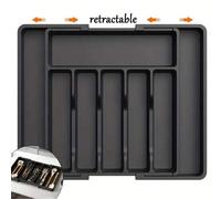 Shein 1 pieza Bandeja multiusos ajustable y expandible para organizar cubiertos, cuchillos y cucharas en cajones desordenados de la cocina, el dormitorio o