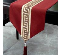Shein 1 Pieza Bandera De Mesa, Nueva Mesa Cubierta De Té De Estilo Chino Con Patrón Geométrico, Con Impermeable, Corredor De Mesa, Mantel Y Posavasos De Luj