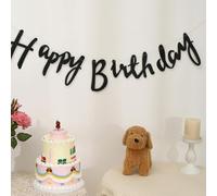 Shein 1 pieza Bandera desplegable decorativa para fiesta de cumpleaños, pancarta colgante de papel negro para decoración de fiestas, vuelta al colegio, Día