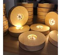 Shein 1 pieza Base de madera iluminada USB de 6 LED de 6 cm/8 cm/10 cm de luz cálida, lámpara decorativa DIY, soporte luminoso para figura de acción