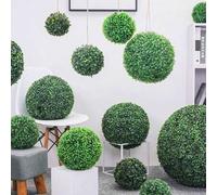 Shein 1 pieza Bola de césped artificial verde, bola de decoración de planta artificial de plástico, bola de boj artificial, bola de planta verde oliva recor